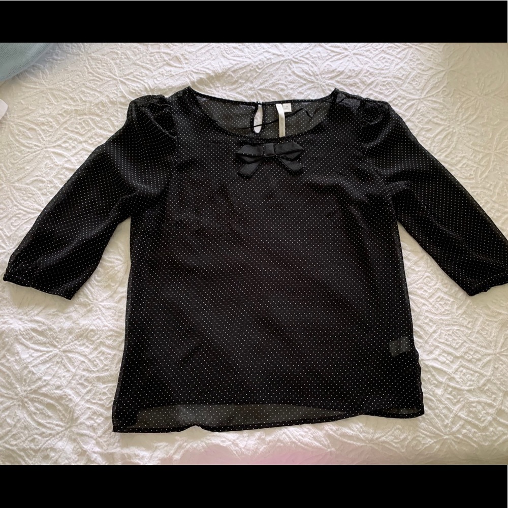 LC by Lauren Conrad Bow Tie Polka Dot Blouse